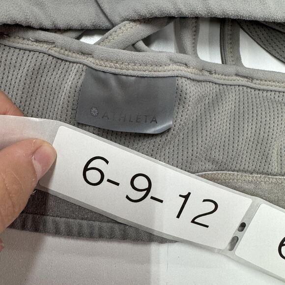 Athleta Sports Bra Womens Small Gray Strappy Criss Cross Back Mesh Yoga Workout - Picture 5 of 5